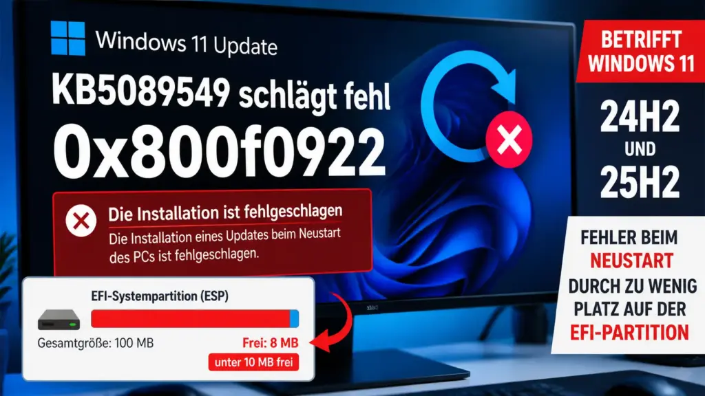 Windows 11 Update KB5089549 schlägt fehl mit Fehlercode 0x800f0922