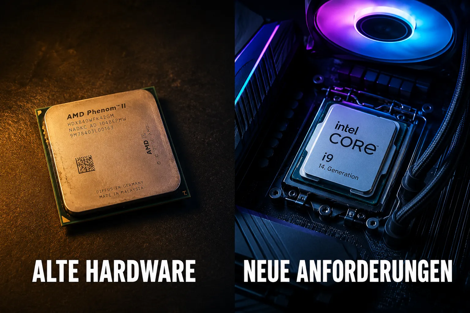 Alte CPU versus neue Hardware-Anforderungen Windows 11 Vergleich