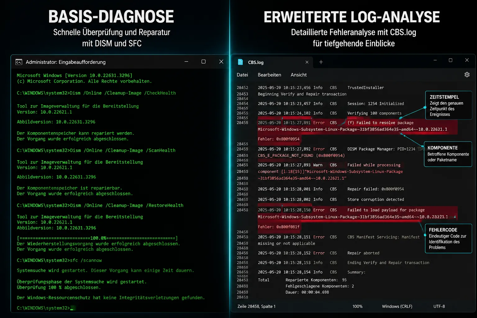 CBS.log Analyse und erweiterte Diagnose für 0x80070302