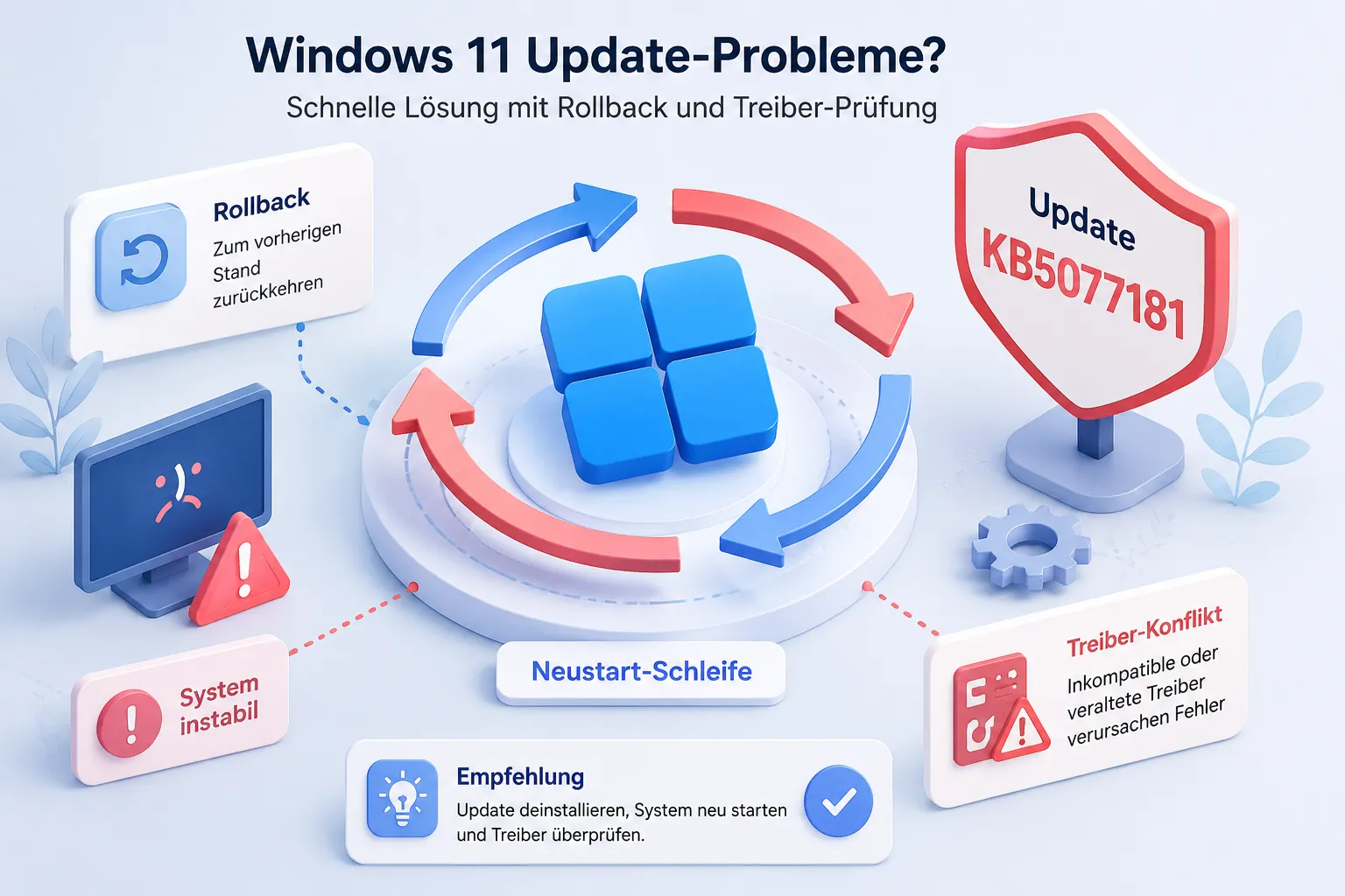 Windows 11 Neustart-Loop durch KB5077181, Ursachen und Fehlercodes im Überblick